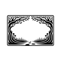 Stylized Forest Frame, Art Nouveau Botanical Border vector