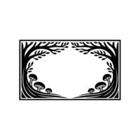 Stylized Forest Frame, Mushroom Motif, Vintage Illustration vector