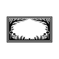 Enchanted Forest Silhouette Frame, Moody Woodland Scene vector