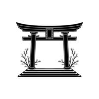 Serene Torii Gateway, Minimalist Japanese Landscape vector