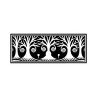 Symbolic Tree Trio, Celestial Glow, Vintage Illustration vector