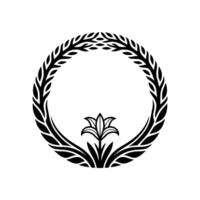 Elegant Wheat Wreath with Lily Vintage Emblem vector