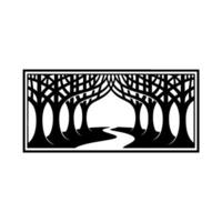 Stylized Forest Path, Geometric Woodland Emblem vector