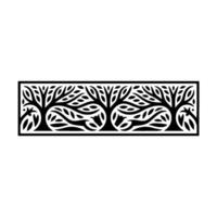 Intricate Tree Silhouette Border, Elegant Botanical vector