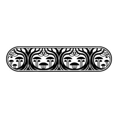 Art Nouveau Mushroom Border, Elegant Botanical