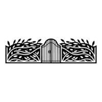 Intricate Black Gate, Botanical Border Symbolic Entrance vector