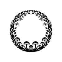 Enchanted Forest Border, Botanical Illustration, Circular Frame vector