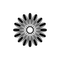 Geometric Black White Daisy Emblem, Minimalist vector