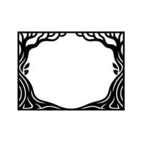 Stylized Black Tree Frame, Minimalist Botanical Border vector