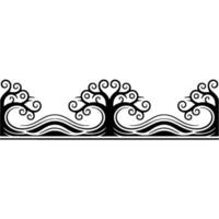 Elegant Wave Border, Vintage Botanical Illustration vector