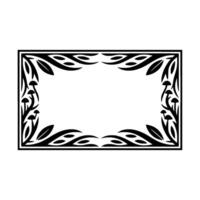Intricate Black Botanical Frame, Minimalist vector