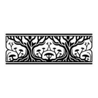 Intricate Forest Border, Stylized Mushroom Motif, Decorative vector