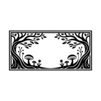 Enchanted Forest Frame, Stylized Botanical Illustration vector