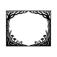 Intricate Forest Frame, Stylized Black White Illustration vector
