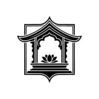 Serene Lotus Sanctuary Architectural Emblem of Peace vector