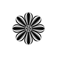 Elegant Black White Spiral Flower Emblem, Minimalist vector
