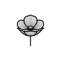 Minimalist Black Flower Emblem, Elegant Botanical, Lineart vector