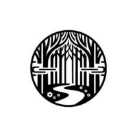 Serene Forest Path Emblem, Minimalist Nature vector