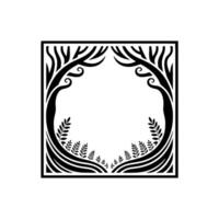 Stylized Tree Frame, Minimalist Botanical vector