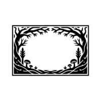 Ethereal Forest Frame, Black White Silhouette vector