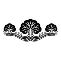 Intertwined Tree Symbol, Floral Accent, Organic vector