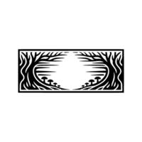 Mystical Forest Frame, Black White Illustration, Mushrooms vector