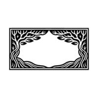 Stylized Tree Frame, Organic Border, Black White vector