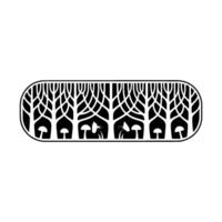 Intricate Mushroom Tree Illustration, Minimalist vector