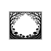 Enchanted Forest Frame, Botanical Illustration, Vintage Style vector