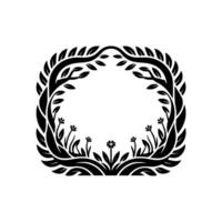 Stylized Laurel Wreath with Floral Border Minimalist Emblem vector