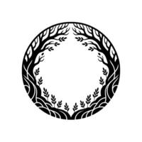 Circular Tree of Life Emblem, Symbolic Growth, Minimalist vector