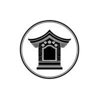 Japanese Temple Window, Minimalist Emblem vector