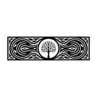 Geometric Tree Emblem, Circular, Minimalist Motif vector