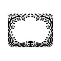 Enchanted Forest Frame, Minimalist Botanical Border vector