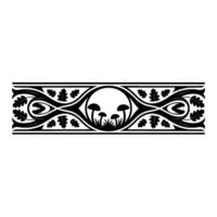 Botanical Border Intricate Mushroom Motif vector