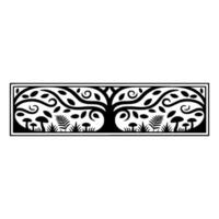 Intricate Black White Tree Border, Mystical Woodland vector