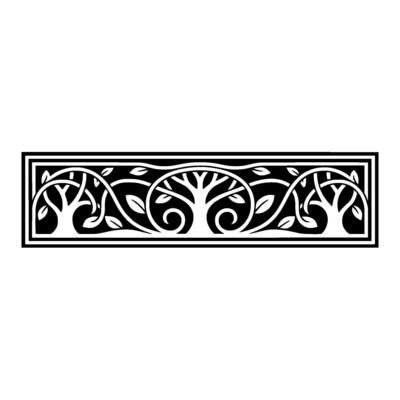 Elegant Black White Tree Border, Vintage