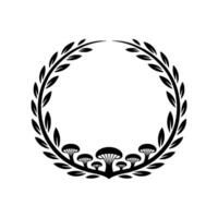 Botanical Emblem Laurel Wreath with Mushroom Accents vector