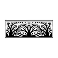 Stylized Tree Border, Geometric Black and White vector