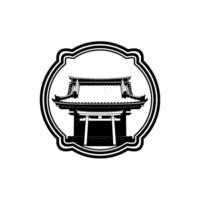 Japanese Torii Gate Emblem, Minimalist vector