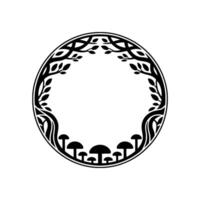 Intricate Forest Frame, Symbolic Circle, Vintage Motif vector