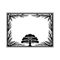 Stylized Tree Silhouette in Geometric Frame, Vintage Aesthetic vector