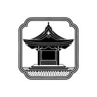 Minimalist Pagoda Emblem, Serene Asian vector