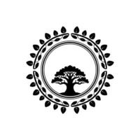 Elegant Tree Emblem, Circular Botanical vector