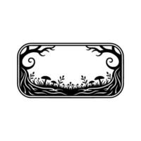 Enchanted Forest Border, Whimsical Illustration, Natural Frame vector
