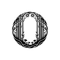 Stylized Forest O Emblem, Tribal, Mystical Symbol vector