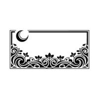 Elegant Crescent Moon Floral Frame Vintage Element vector