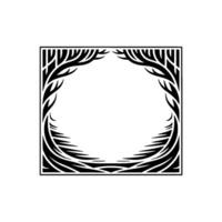 Stylized Tree Frame, Minimalist, Circular Motif vector