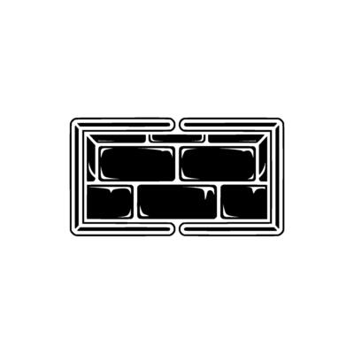 Geometric Brick Outline, Minimalist, Monochrome