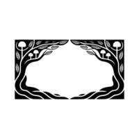 Stylized Forest Frame, Vintage Botanical Illustration, Trees vector